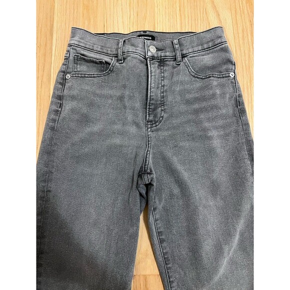 Express Jeans Women's 2R Modern Straight Super High Rise Gray - Picture 3 of 5